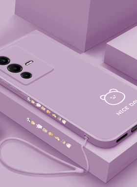 vivos12手机壳新款s12简约小熊小兔直边液态硅胶S12手机套vivos12pro全包防摔s12pro超薄女创意V2163A高级外