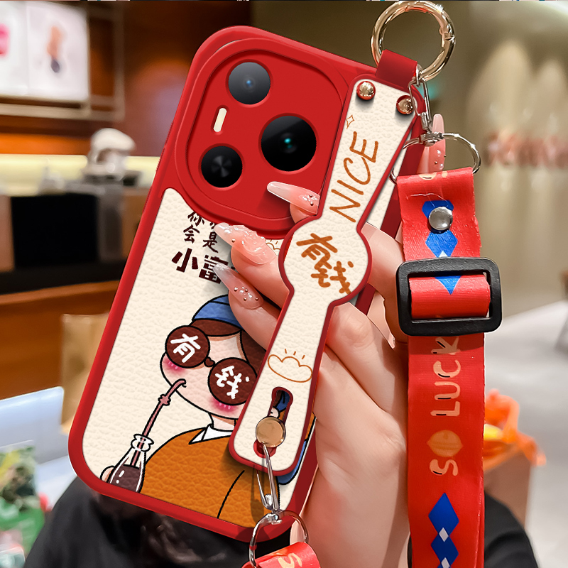 适用华为荣耀power手机壳小羊皮富婆女款荣耀POWER腕带长挂绳HONOR镜头全包防摔DVD网红时尚轻奢高档软外套