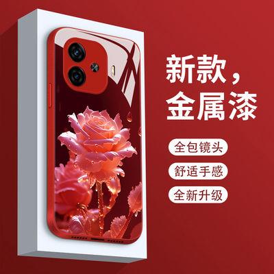 适用iqooz9turbo+手机壳新款液态玻璃雨中玫瑰爱酷Z9TURBO十保护套个性简约V2417A女款创意外壳vivo超薄散热