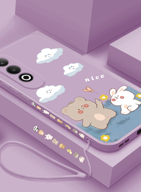 适用oppok12plus手机壳新款液态硅胶K12PLUS保护套全包防摔0poppo卡通小熊小兔PKS110情侣款个性创意