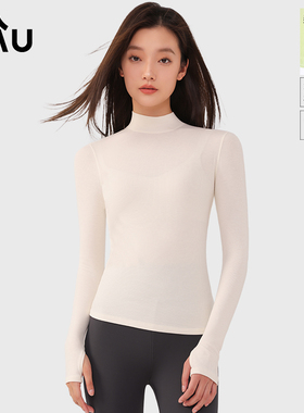 RAU白色打底衫半高领内搭长袖上衣女2025新款t恤秋冬高级感可外穿