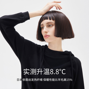 RAU卫衣女款2024新款爆款连帽秋冬季灰色黑色外套加绒上衣秋装