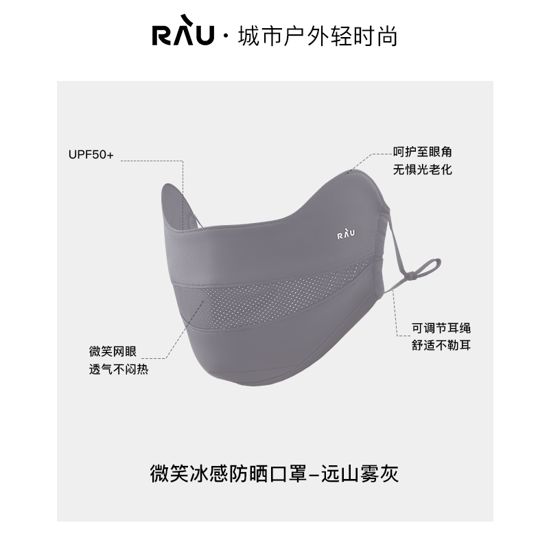 thumbnail for RAU防晒口罩防紫外线女遮阳夏季全脸面罩冰丝防护透气护眼角立体