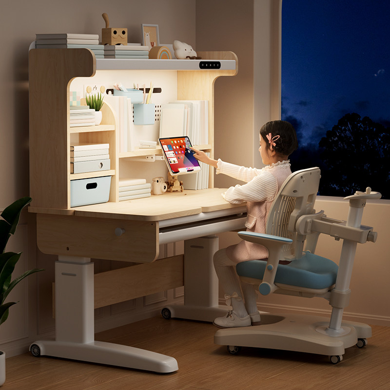 儿童学习桌小学生家用实木书桌可升降桌椅套装2025新款护眼写字桌,住宅家具,儿童学习桌,淘宝优惠券,粉丝福利购,淘宝优惠卷