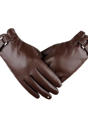 2018 winter glove pu leather phone screen touch men gloves0