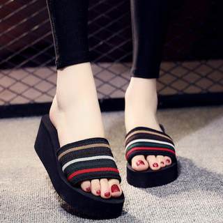 Sandals platform Wedge Heels Slippers For Women Ladies Black