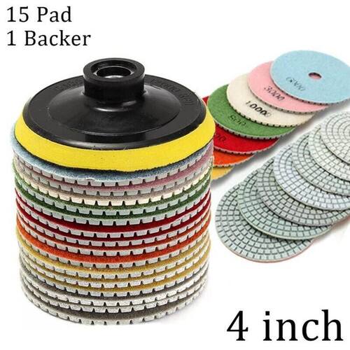16pcs Polishing Pad Kit M10 Thread 50#/100#/200#/400#/800#/3