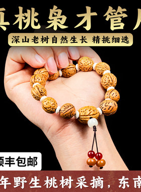 正宗桃枭手串挂件野生小桃核手串天然女士吊坠朱砂桃木手串男儿童