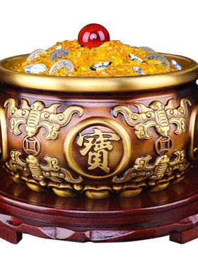 聚宝盆摆件中式客厅铜存钱罐家居