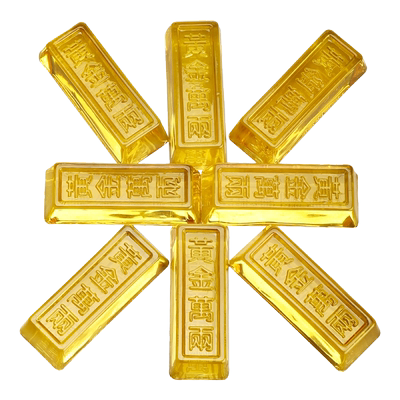 结善念慈阁黄水晶琉璃砖摆件