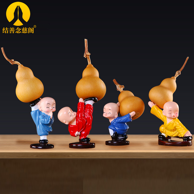 小和尚摆件天然文玩手捻小葫芦福禄禅意四不小和尚茶几办公室摆设