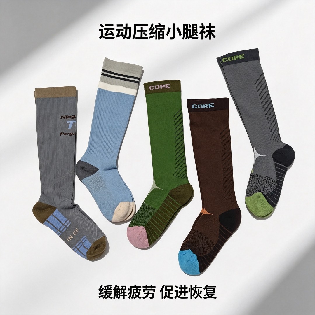 专业运动压力小腿袜女跑步网球骑行健身瑜伽压缩瘦腿毛圈底缓震