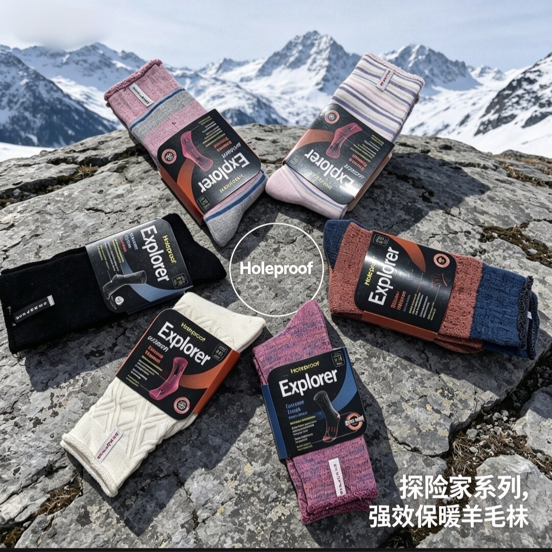 H澳洲保暖羊毛袜探索家系列 男女户外滑雪徒步加厚防寒中筒袜