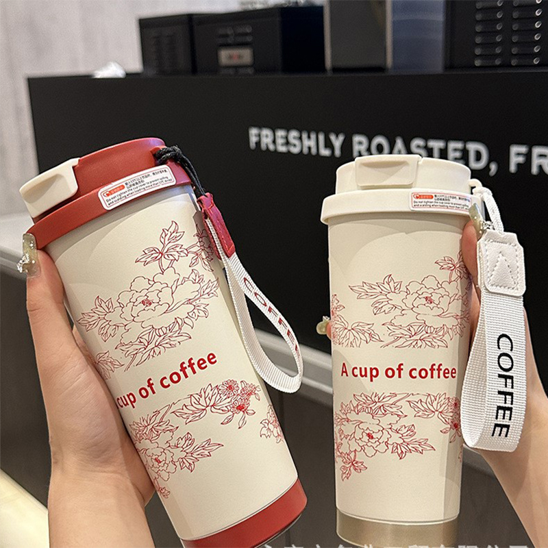 不锈钢咖啡杯保温保冷吸管双饮杯