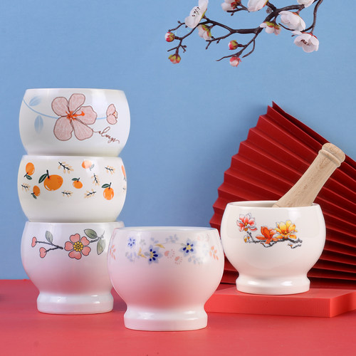 捣蒜器陶瓷蒜臼子家用绿色手工