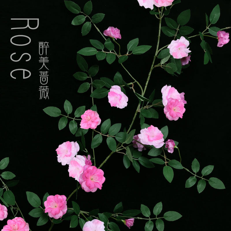 仿真玫瑰花藤蔷薇藤蔓假花藤条空调管装饰花藤缠绕墙面塑料花遮挡