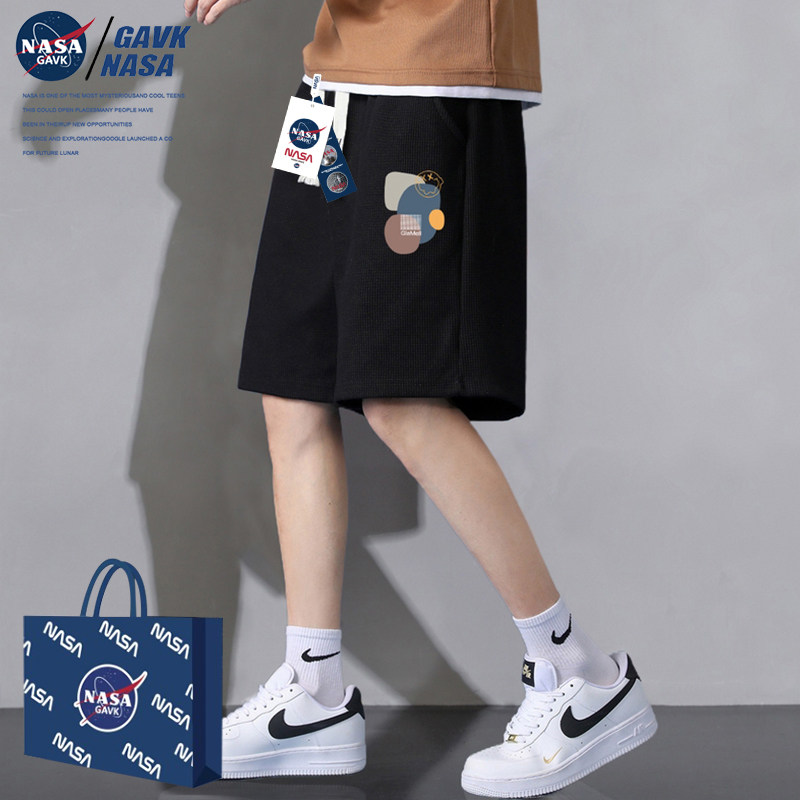 NASA GAVK2023夏季新款印花五分短裤男女同款潮流中裤子情侣短裤