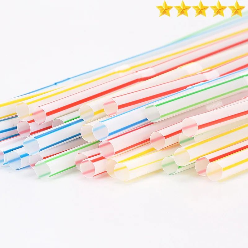 [Hot Sales] 100PCs Colorful Disposable Plastic Curved Drinki