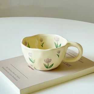 Hand Pinched Irregular Flower Ceramic Mugs Coffee Cups Milk