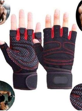 Men Weight Lifting Gym Gloves Training Fitness Wrist Wrap