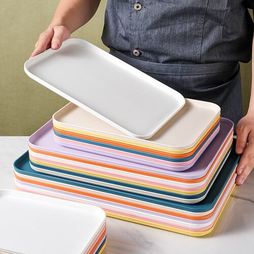 Plastic Tray Tea Cup Drink Tea Tray Thickened Non-slip Recta