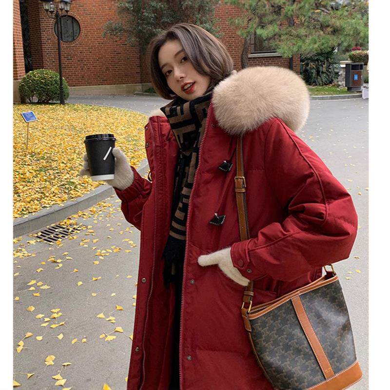 棉服女2025年新款冬季过膝加长款棉衣加厚大毛领棉袄外套羽绒棉