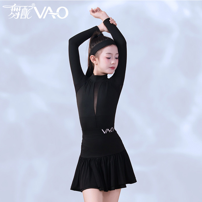 舞配女童拉丁网纱裙新款练功服