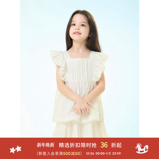 erdosKIDS鄂尔多斯童装 春夏女中大童公主可爱短袖 甜美淑女风上衣