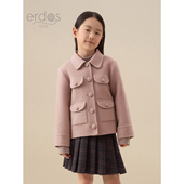 鄂尔多斯儿童外套女童大衣秋冬新品 翻领保暖厚毛呢外套保暖