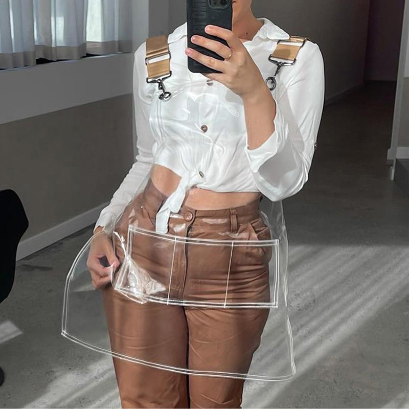 透明TPU围裙纯色织带可调节耐水防油水产洗车理发师工作围裙