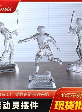 运动员模型水晶摆件天然家具类水晶运动员创意桌面摆件