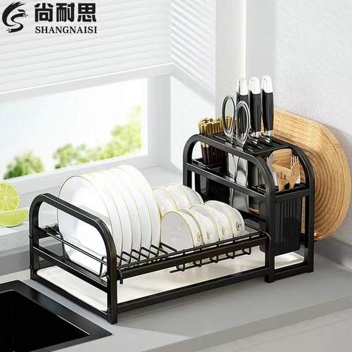 碳钢厨房置物架碗碟盘收纳架子晾洗放碗沥水架插刀架砧板架多功能
