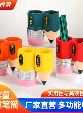 树脂工艺品 创意铅笔笔筒 图书馆书房摆件办公室收纳笔筒立体