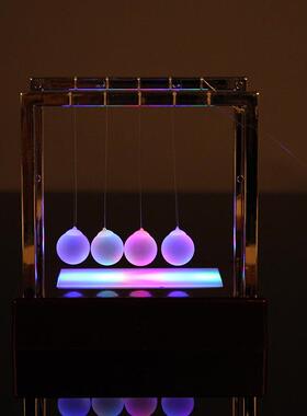 七彩发光牛顿撞球力传递摆球牛顿摆球减压碰珠子创意桌面装饰摆件