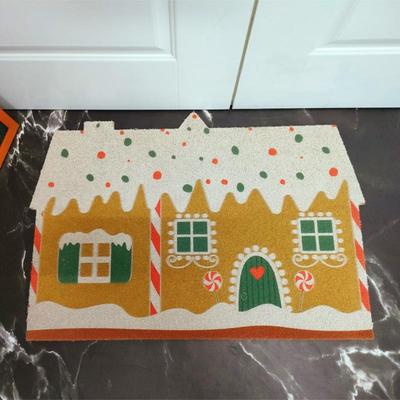 仿椰棕地毯刮泥除尘地垫圣诞防滑耐用涤纶PVC门垫doormat