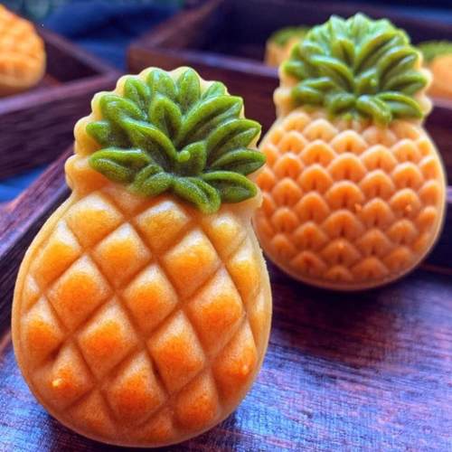 新品异形菠萝月饼模具2片装50g30克凤梨冰皮桃山广式手压塑料工具