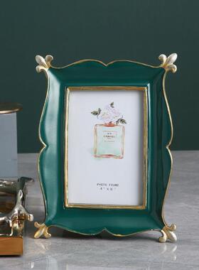 美式轻奢风墨绿色6寸组合摆台相框摆件欧式创意个性婚纱照桌面