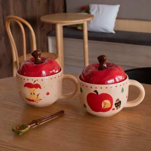 创意手绘苹果马克杯可爱圣诞节礼物陶瓷杯家用情侣水杯牛奶早餐杯