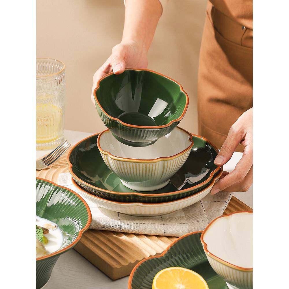 5YA1美式复古碗碟餐具套装乔迁新居家用饭碗盘组合高颜值轻奢