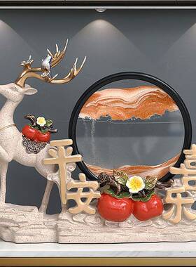 简约现代高档招财鹿事事如意沙漏流沙画摆件玄关酒柜电视柜装饰品