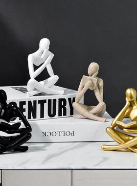 新款创意抽象人物树脂装饰品看书思考者摆件客厅书房酒柜家居