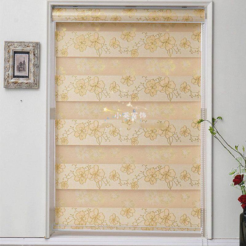 柔纱帘门帘加厚双层金丝提花卷帘客厅隔帘百叶窗帘拉珠帘遮光帘