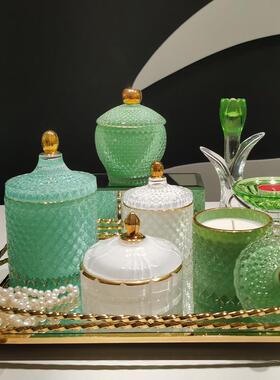 北欧创意简约ins玻璃工艺品首饰盒糖果盒摆件收纳储物罐