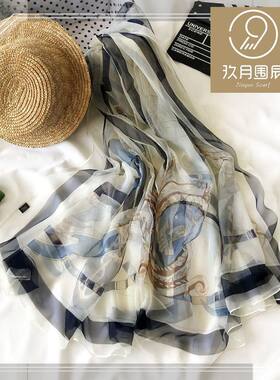 现货防晒丝巾女新款夏季冰丝优柔纱印花丝巾围巾大披肩海边沙滩巾