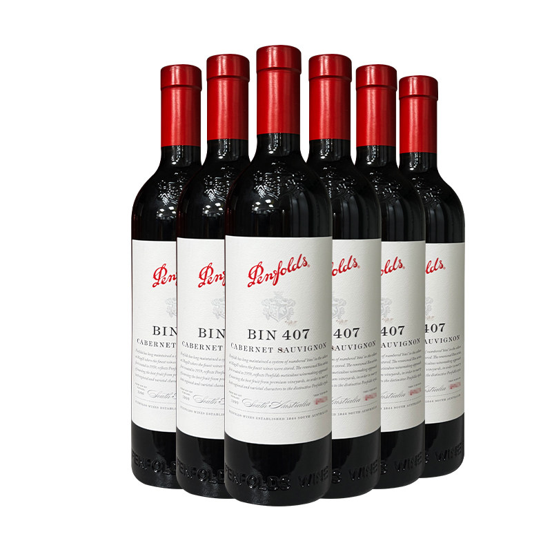 penfolds奔富BIN407六瓶装赤霞珠干红葡萄酒澳大利亚原瓶进口正品