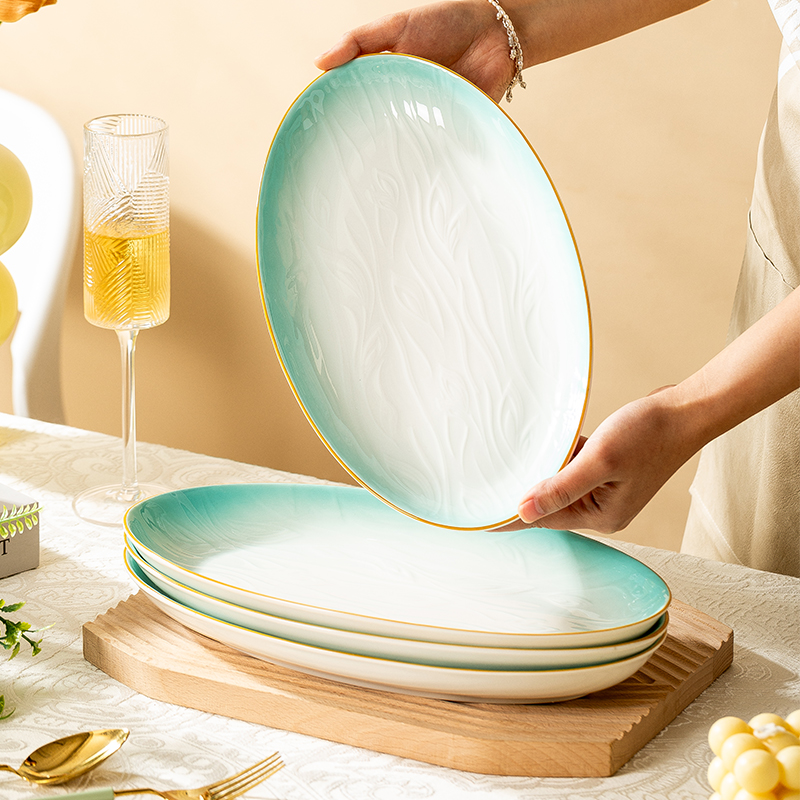 时尚家居餐桌新宠陶瓷蒸鱼盘子