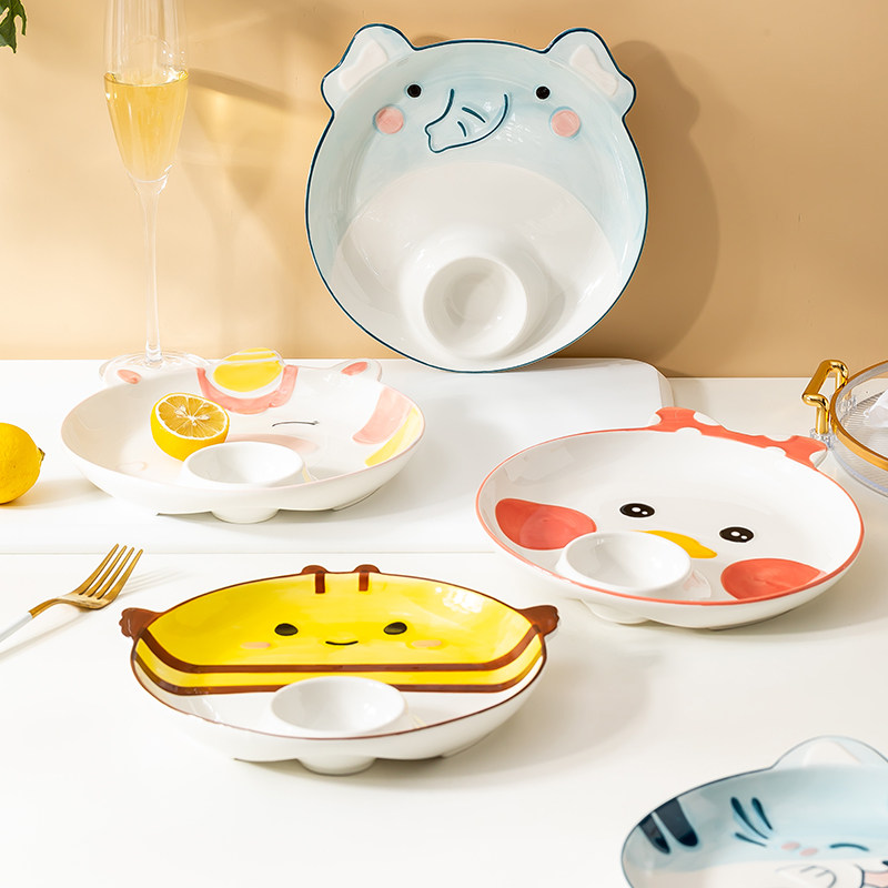 盘子家用菜盘家用2025新款卡通陶瓷饺子盘套装餐具饺子专用盘餐盘,餐饮具,盘,淘宝优惠券,粉丝福利购,淘宝优惠卷