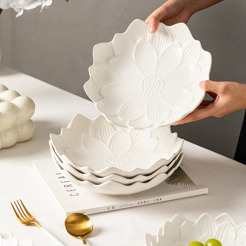 盘子家用菜盘新款陶瓷高级感创意早餐盘餐盘白色餐具碟子碗盘套装,餐饮具,盘,淘宝优惠券,粉丝福利购,淘宝优惠卷