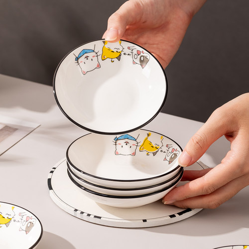 卡通萌趣百搭家用陶瓷味碟