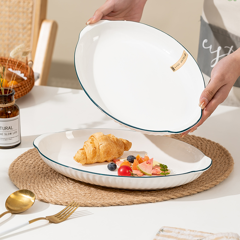 双耳鱼盘家用陶瓷蒸鱼盘